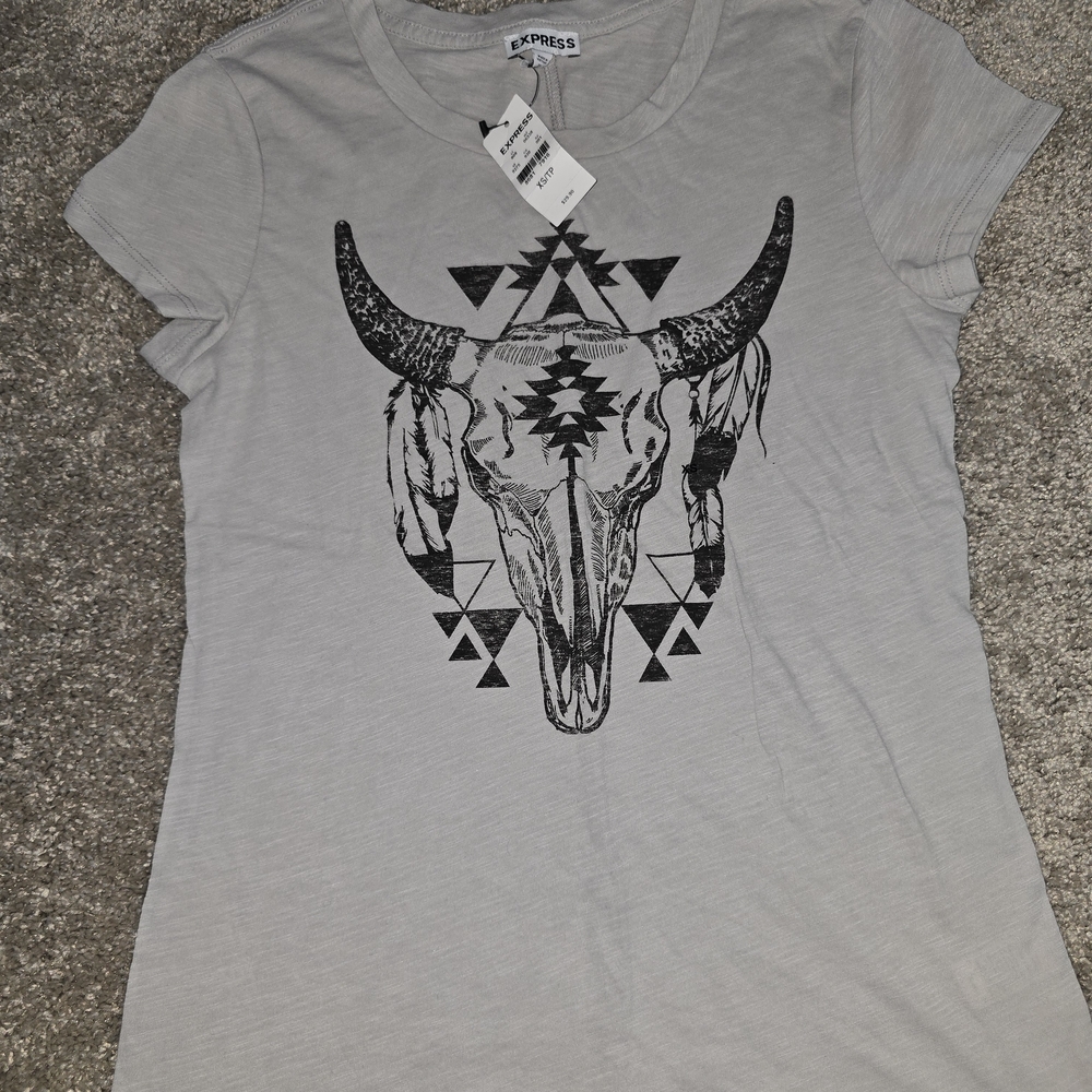 Express White Graphic Fitted T-Shirt